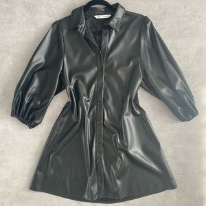 Zara black faux leather dress